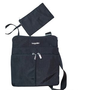 NWOT Baggallini Black Crossbody Bag with Matching Pouch